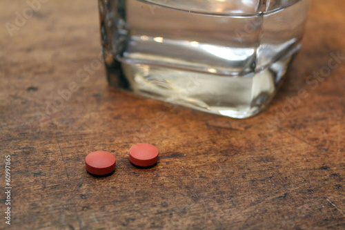Photo: pills and water pills and water