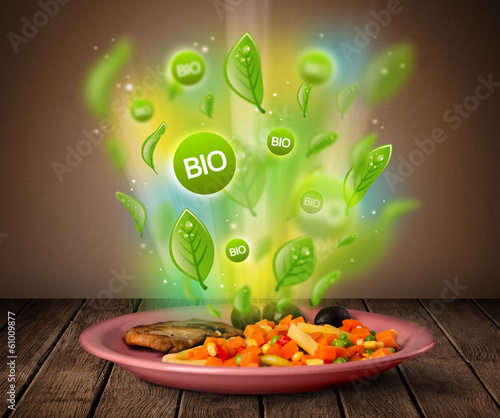 Photo: Healthy bio green plate of food Healthy bio green plate of food