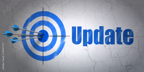 Illustration: Web design concept: target and Update on wall background Web design concept: target and Update on wall background