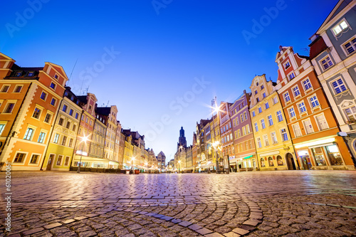 Fototapeta Wroclaw, Poland in Silesia region. The market square at night