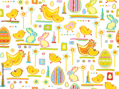 Vector: Vector cute seamless pattern, happy Easter. Vector cute seamless pattern, happy Easter.