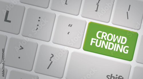 Illustration: Crowd Funding computer keyboard Crowd Funding computer keyboard