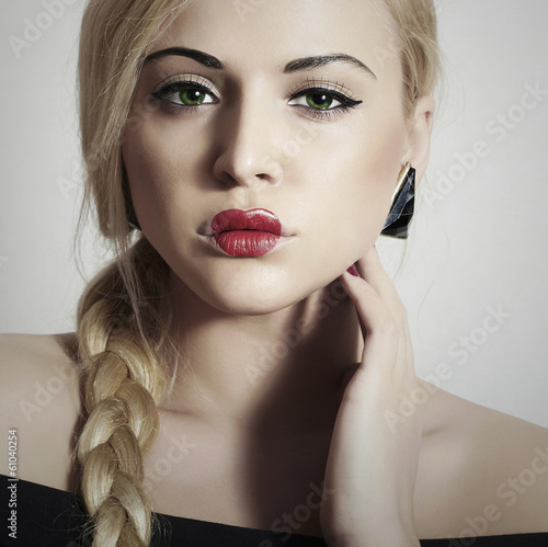 Photo: Beautiful Blond Woman with Freaky Make-up.Freak Girl with Tress Beautiful Blond Woman with Freaky Make-up.Freak Girl with Tress