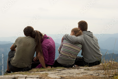 Photo: Hikers on the top of mountains Hikers on the top of mountains