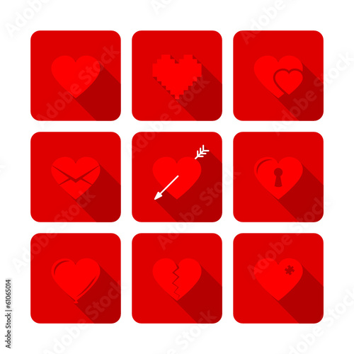 Vector: 9 Hearts Flat Icons 9 Hearts Flat Icons