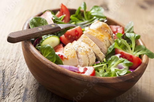 Photo: chicken salad with tomatoes and cucumber chicken salad with tomatoes and cucumber