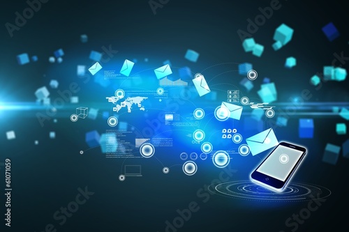 Illustration: Composite image of email communication background Composite image of email communication background