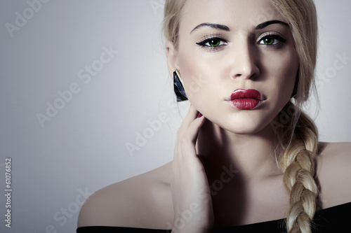 Photo: Beautiful Blond Woman with Freaky Make-up.Freak Girl with Tress Beautiful Blond Woman with Freaky Make-up.Freak Girl with Tress
