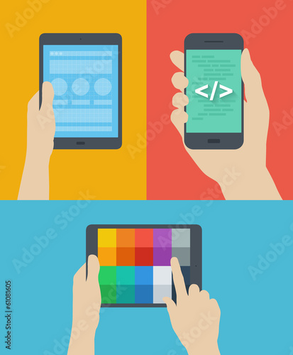 Vector: Mobile web design flat illustration Mobile web design flat illustration