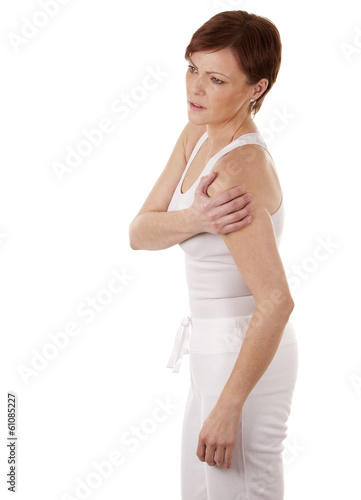 Photo: woman having a shoulder pain woman having a shoulder pain