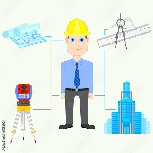 Vector: vector illustration of Architect with equipment vector illustration of Architect with equipment