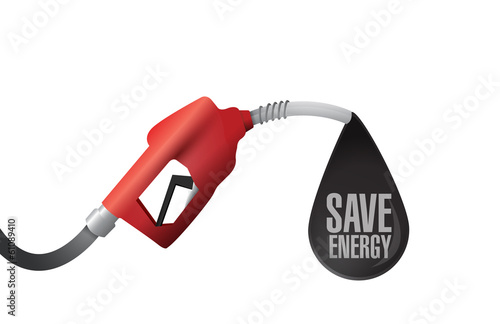 Illustration: gas pump and save energy message gas pump and save energy message