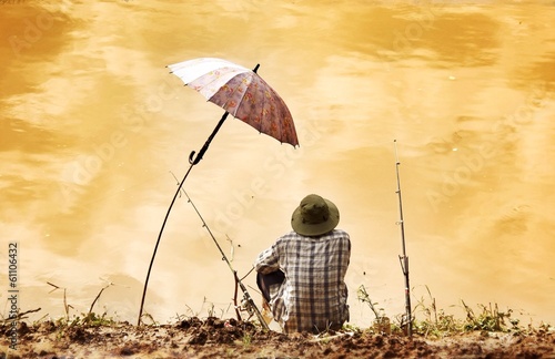 Instant Collection: fisherman sitting at the mekong fisherman sitting at the mekong