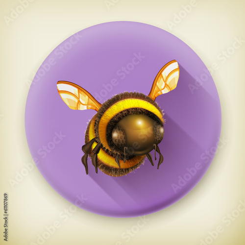 Vector: Bee, long shadow vector icon Bee, long shadow vector icon