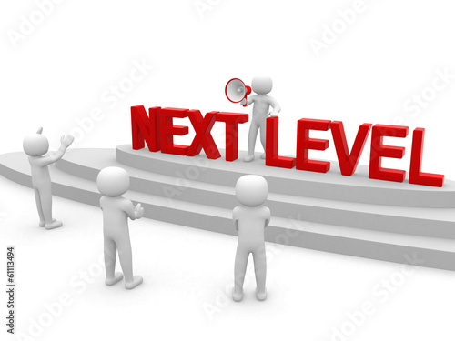 Illustration: 3d people - man, person with ladder. Next level 3d people - man, person with ladder. Next level