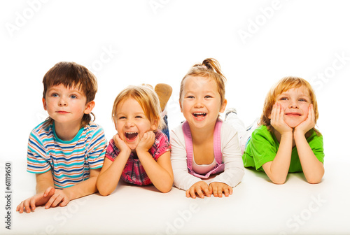  4 isolated kids isolated on white