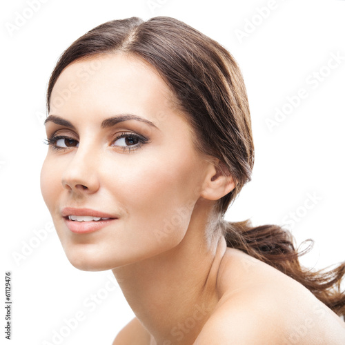Photo: Portrait of beautiful woman, on white Portrait of beautiful woman, on white