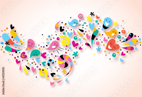 Naklejka na meble cute characters fun party abstract art background