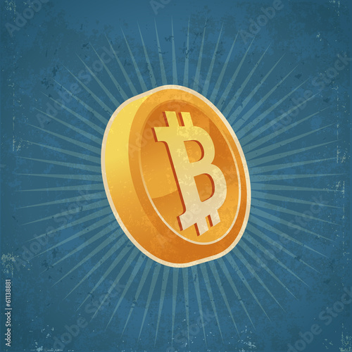 Vector: Retro Gold Bitcoin Coin Retro Gold Bitcoin Coin
