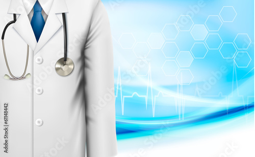 Vector: Medical background with a doctor's lab coat and stethoscope Medical background with a doctor's lab coat and stethoscope