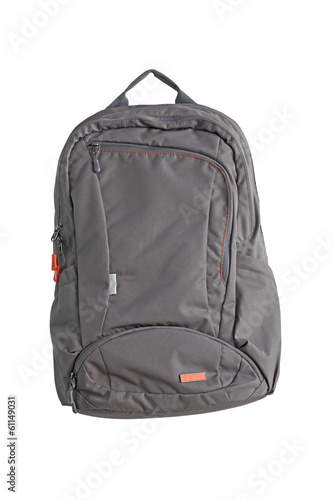 Photo: Backpack canvas laptop isolated on white background Backpack canvas laptop isolated on white background