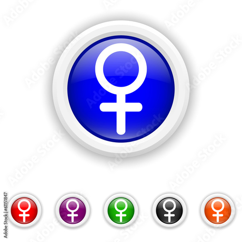 Vector: Female sign icon - six colours set vector Female sign icon - six colours set vector