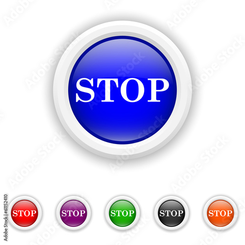 Vector: Stop icon - six colours set vector Stop icon - six colours set vector