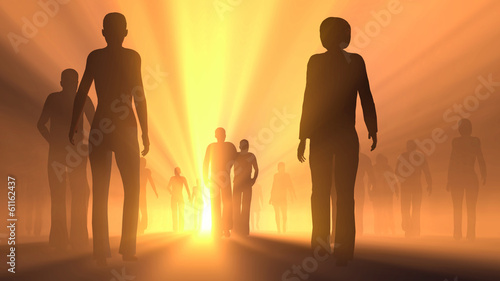 Illustration: group of people go to the light group of people go to the light