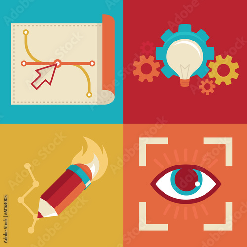 Vector: Vector graphic design icons in flat style Vector graphic design icons in flat style