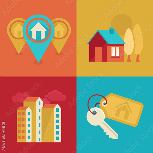 Vector: Real estate icons in flat style Real estate icons in flat style