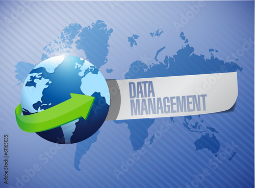 Illustration: data management message world map data management message world map
