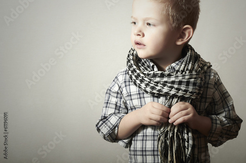 Photo: Child.Fashionable little Boy in Scurf.Fashion Children.4 years Child.Fashionable little Boy in Scurf.Fashion Children.4 years