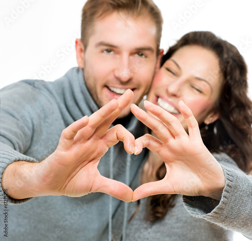 Photo: Valentine couple isolated on white background Valentine couple isolated on white background