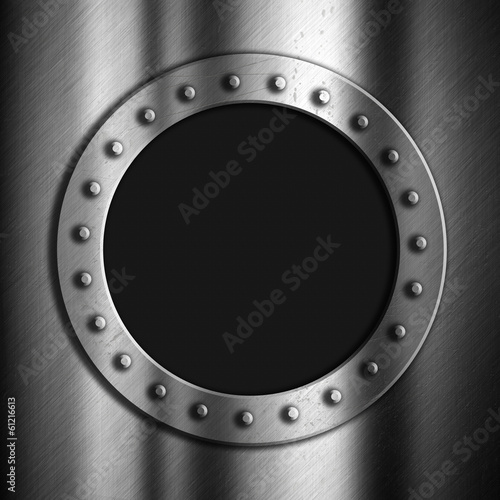 Illustration: Brushed metal background with porthole Brushed metal background with porthole