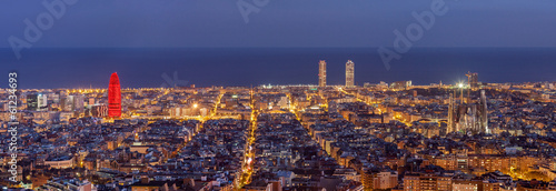Photo: Barcelona skyline panorama at night Barcelona skyline panorama at night