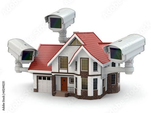 Illustration: Security CCTV camera on the house. Security CCTV camera on the house.