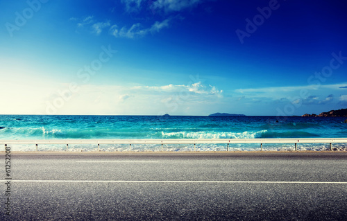 Photo: road and sea in sunset time road and sea in sunset time