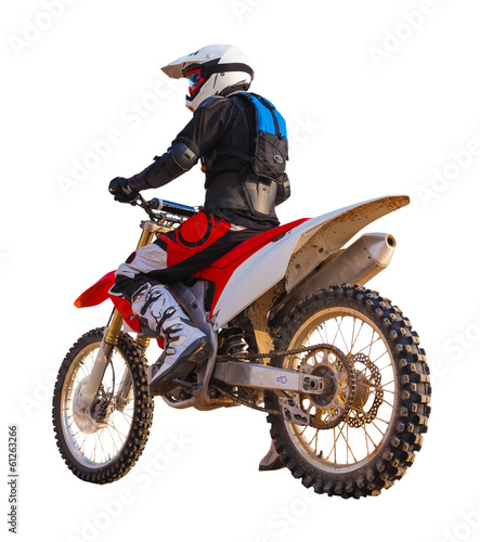 Photo: racer on a motorcycle, isolated racer on a motorcycle, isolated