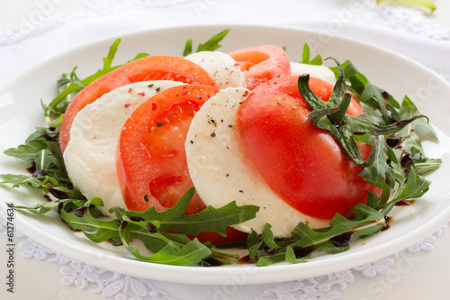 Photo: "Caprese" salad with mozzarella cheese. "Caprese" salad with mozzarella cheese.