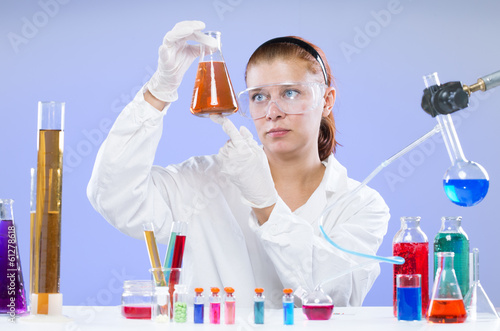 Photo: woman with test tubes in a chemistry woman with test tubes in a chemistry