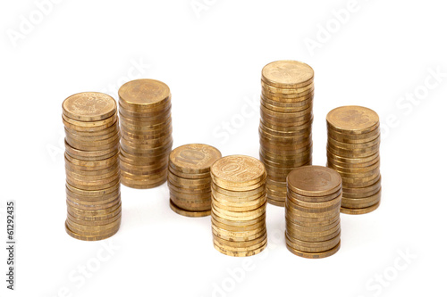 Photo: A staked coins of 10 russian rubles A staked coins of 10 russian rubles