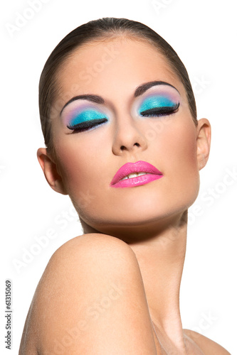 Photo: Beautiful girl with colorful makeup Beautiful girl with colorful makeup