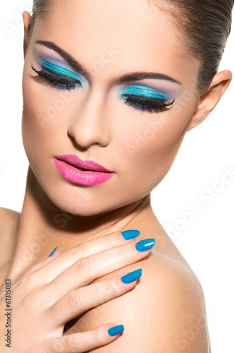 Photo: Beautiful girl with colorful makeup Beautiful girl with colorful makeup