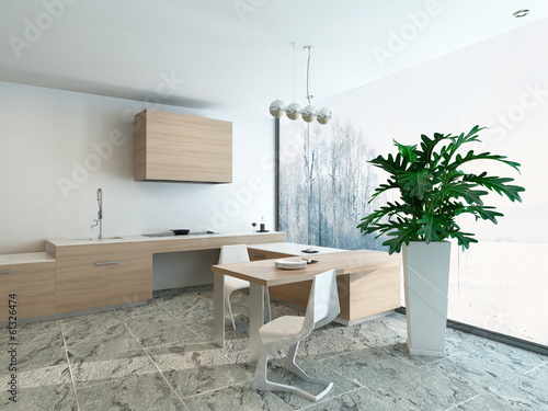 Illustration: 3d Kitchen / Dining Room Interior 3d Kitchen / Dining Room Interior