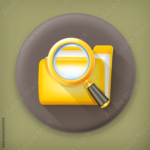 Vector: Search folder, long shadow vector icon Search folder, long shadow vector icon