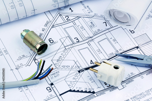 Photo: Bauplan für ein Haus. Elektrik Bauplan für ein Haus. Elektrik