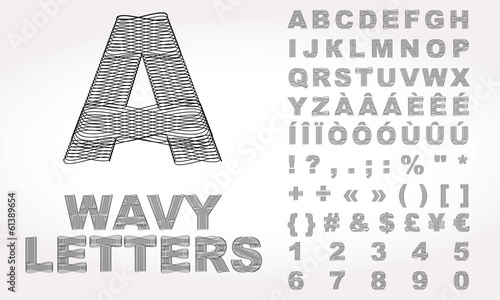 Vector: Latin Alphabet with wavy effect Latin Alphabet with wavy effect