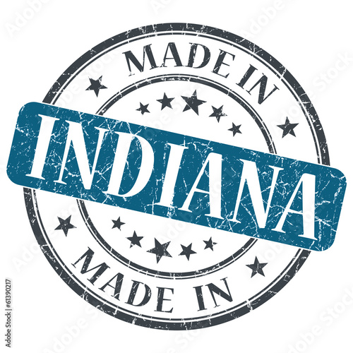 Illustration: made in Indiana blue round grunge isolated stamp made in Indiana blue round grunge isolated stamp
