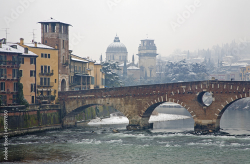 Photo: Verona - Ponte Pietra and Chiesa di San Giorgio Verona - Ponte Pietra and Chiesa di San Giorgio