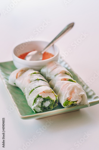 Photo: Vietnamese spring rolls with chili sauce Vietnamese spring rolls with chili sauce